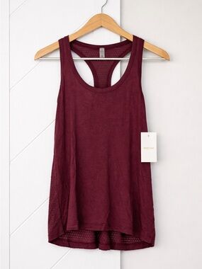 Beyond Yoga All About It Tank Burgundy Racerback Mesh S NWT